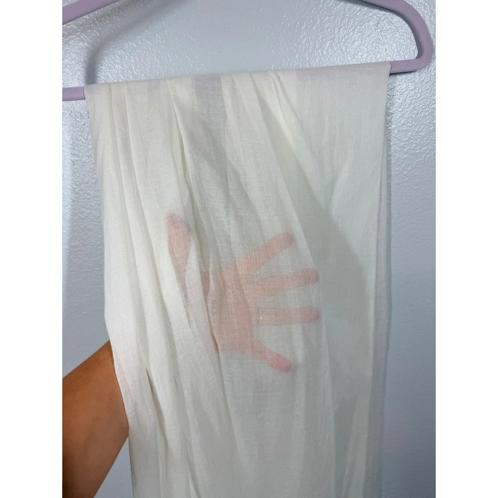 Pottery Barn Window Curtain Panel 44x96 White Cotton Voile Sheer Rod Pocket